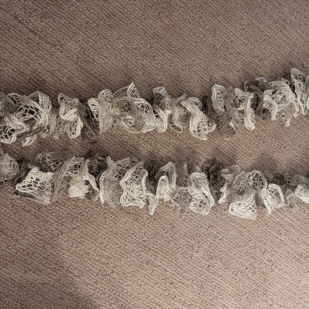 Brown, Tan and White Ruffled Scarf